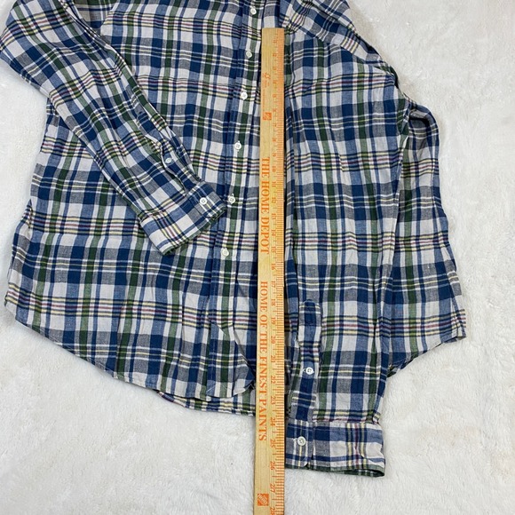Vintage Ralph Lauren Linen Plaid Mens XL Custom Fit Button Down Shirt Preppy - Picture 4 of 9